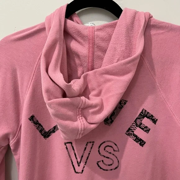 Victoria’s Secret Zip Up Hoodie - Love VS Pink Zip Up Lightweight Jacket sz LG - Picture 7 of 9